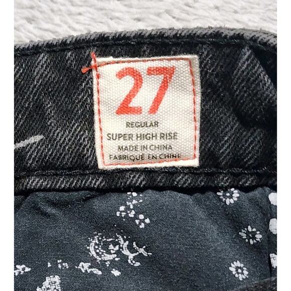 Free People We The Free Jean Skirt Mini Button Front Black Pockets Womens Sz 27 - Picture 4 of 9